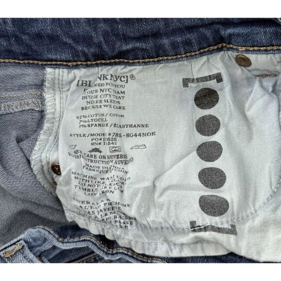 Blank NYC The Lenox High Rise Blue Denim Shorts Distressed Raw Hem Size 32 Boho - Picture 5 of 8